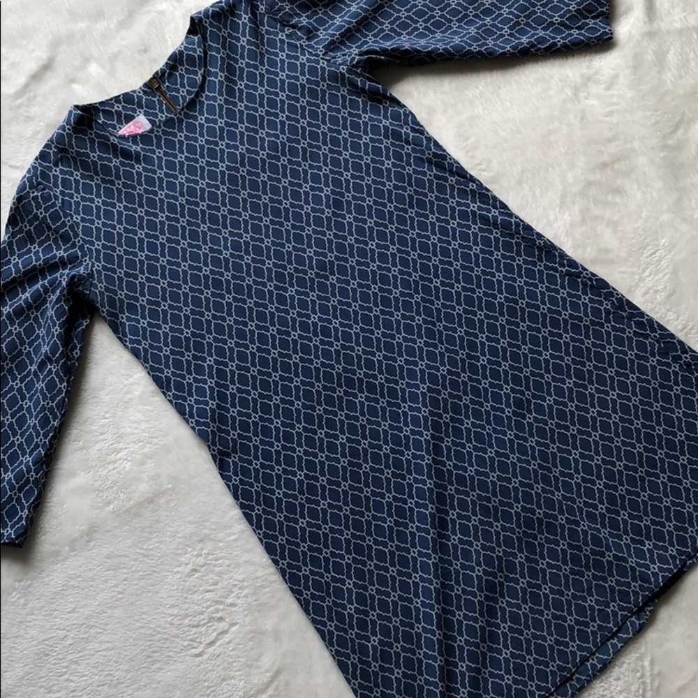 AKA New York blue patterned dress